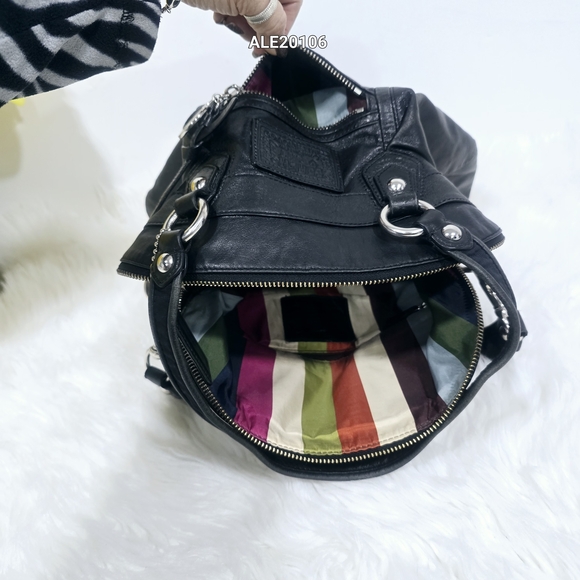 Coach Poppy Black Leather Satchel Shoulder Bag #16283 - Picture 6 of 17